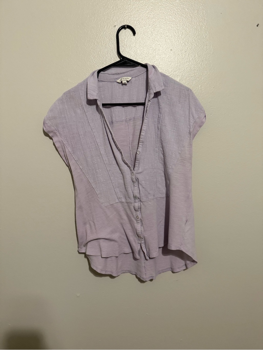 Lucky Brand Light Lavender Button-Front Cap Sleeve Top